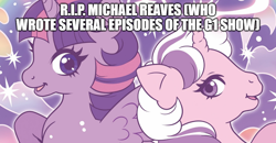 Size: 960x500 | Tagged: safe, derpibooru import, edit, twilight, twilight sparkle, twilight sparkle (alicorn), alicorn, pony, unicorn, g1, in memoriam, michael reaves, rest in peace