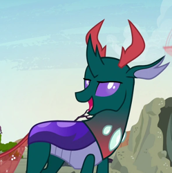 Size: 590x592 | Tagged: safe, derpibooru import, edit, edited screencap, screencap, pharynx, changedling, changeling, to change a changeling, cropped, prince pharynx, solo