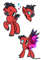 Size: 1024x1505 | Tagged: safe, artist:princessfaeron, derpibooru import, oc, oc only, oc:crimson wing, pegasus, pony, colored wings, male, simple background, solo, stallion, two toned wings, white background, wings