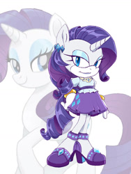 Size: 774x1032 | Tagged: safe, artist:kanayanga, derpibooru import, part of a set, rarity, anthro, unicorn, bracelet, ear piercing, hand on hip, jewelry, looking at you, mobian, piercing, smiling, smiling at you, sonic the hedgehog (series), sonicified