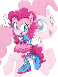 Size: 774x1032 | Tagged: safe, artist:kanayanga, derpibooru import, part of a set, pinkie pie, anthro, earth pony, bracelet, happy, jewelry, looking at you, mobian, open mouth, sonic the hedgehog (series), sonicified