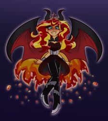 Size: 1834x2048 | Tagged: safe, artist:indigohatetrain, derpibooru import, sunset satan, sunset shimmer, equestria girls, alternate design, fangs, female, solo