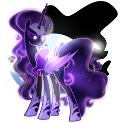 Size: 2048x2048 | Tagged: safe, artist:harmonyvitality-yt, derpibooru import, oc, oc only, alicorn, pony, alicorn oc, base used, glowing, glowing eyes, hoof shoes, horn, parent:pony of shadows, parent:tantabus, simple background, solo, transparent background, wings