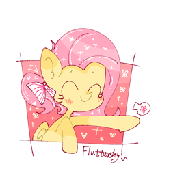 Size: 1080x1080 | Tagged: safe, artist:飘菌碍函数, derpibooru import, fluttershy, pegasus, pony, blushing, eyes closed, female, mare, simple background, solo, white background