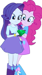 Size: 364x649 | Tagged: safe, derpibooru import, edit, edited screencap, editor:incredibubbleirishguy, screencap, pinkie pie, rarity, equestria girls, background removed, chaos emerald, duo, duo female, emerald, female, green, simple background, sonic the hedgehog (series), transparent background