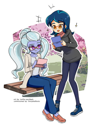 Size: 1049x1373 | Tagged: safe, artist:twilite-sparkleplz, derpibooru import, indigo zap, sugarcoat, equestria girls, alternate hairstyle, clothes, duo, duo female, female