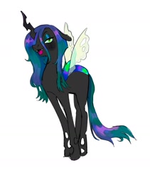 Size: 1328x1570 | Tagged: safe, artist:peachy_bat, derpibooru import, changeling, changeling queen, female, simple background, solo, solo female, white background