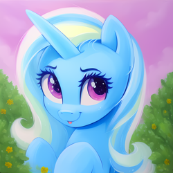 Size: 1280x1280 | Tagged: safe, derpibooru import, editor:felisamafeles, machine learning generated, trixie, unicorn, stable-diffusion.ai