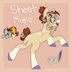 Size: 2000x2000 | Tagged: safe, artist:orionofthestars, derpibooru import, oc, oc:sheet music, earth pony, pony, unicorn, earth pony oc, female, offspring, parent:octavia melody, parent:sunburst, trio