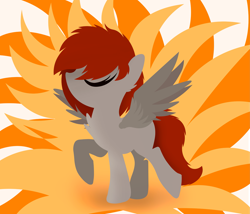 Size: 3229x2763 | Tagged: safe, artist:fededash, derpibooru import, oc, oc only, oc:light dash, pegasus, cute, eyes closed, female, females only, ocbetes, pegasus oc, simple background, solo, wings