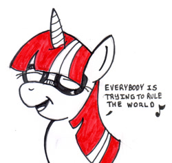 Size: 550x520 | Tagged: safe, artist:rdk, moondancer, pony, unicorn, female, glasses, lyrics, mare, red mane, singing, solo, text