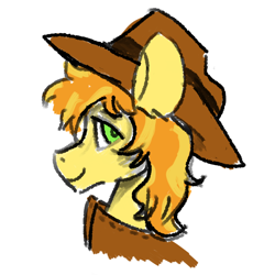 Size: 816x817 | Tagged: safe, artist:santito2k3, derpibooru import, braeburn, earth pony, hat, male, simple background, smiling, solo, stallion, white background