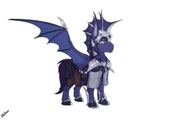 Size: 2599x1790 | Tagged: safe, artist:lucky dragoness, derpibooru import, oc, oc only, bat pony, pony, armor, male, simple background, solo, stallion, white background