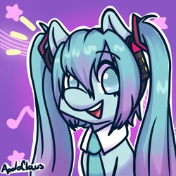 Size: 1500x1500 | Tagged: safe, artist:clausapolo68, derpibooru import, earth pony, pony, female, hatsune miku, mare, necktie, ponified, solo, species swap, vocaloid