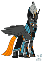 Size: 2145x3050 | Tagged: safe, artist:bsw421, derpibooru import, oc, oc only, alicorn, pony, armor, clothes, decepticon, egyptian, egyptian headdress, egyptian pony, fake beard, headdress, loincloth, makeup, pharaoh, ponified, simple background, skirt, solo, species swap, the fallen, transformers, transparent background, vector