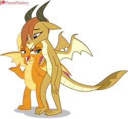 Size: 5000x4650 | Tagged: safe, artist:frownfactory, derpibooru import, ocellus, smolder, changedling, changeling, dragon, disguise, disguised changedling, disguised changeling, dragon ocellus, dragoness, female, horns, simple background, spread wings, transparent background, vector, wings