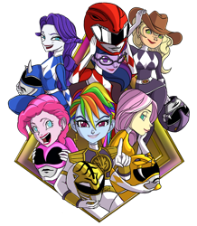 Size: 1280x1471 | Tagged: safe, artist:appledaisy, derpibooru import, applejack, fluttershy, pinkie pie, rainbow dash, rarity, sci-twi, twilight sparkle, equestria girls, humane five, humane six, mighty morphin power rangers, open mouth, power rangers, simple background, transparent background