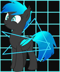 Size: 4059x4894 | Tagged: safe, artist:equestrian_pony, derpibooru import, oc, oc only, oc:neonglow nightlight, bat pony, pony, colored wings, female, gradient mane, gradient tail, mare, neon, solo, tail, two toned wings, wings