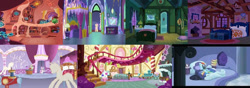 Size: 800x282 | Tagged: safe, derpibooru import, screencap, fluttershy, rainbow dash, sweetie belle, twilight velvet, a hearth's warming tail, for whom the sweetie belle toils, read it and weep, bedroom, carousel boutique, room