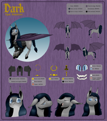 Size: 2020x2300 | Tagged: safe, artist:darkhestur, derpibooru import, oc, oc:dark, bat pony, accessories, bat pony oc, clothes, color background, expressions, ponysona, reference sheet