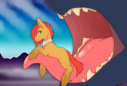 Size: 1280x865 | Tagged: safe, artist:sinclair2013, derpibooru import, oc, oc only, oc:dragon breath, dragon, earth pony, pony, duo, male, stallion, tongue, tongue out