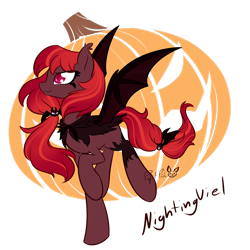 Size: 1600x1600 | Tagged: safe, artist:piichu-pi, derpibooru import, oc, oc only, bat pony, pony, female, halloween, holiday, jack-o-lantern, mare, pumpkin, simple background, solo, transparent background