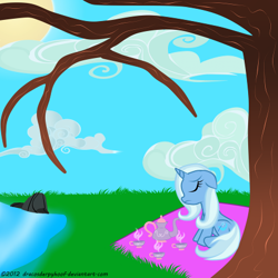 Size: 447x447 | Tagged: safe, artist:dracosderpyhoof, derpibooru import, trixie, unicorn, sad, solo, the sad and depresive trixie, tree