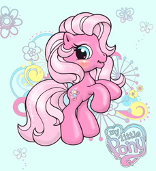 Size: 849x928 | Tagged: safe, artist:noelle23, derpibooru import, pinkie pie (g3), earth pony, pony, g3, g3.5, blushing, coloring page, digitally colored, female, heart, heart eyes, mare, my little pony logo, rearing, smiling, solo, wingding eyes