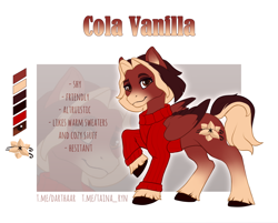 Size: 2388x1922 | Tagged: safe, derpibooru import, oc, oc only, pegasus, pony, adoptable, auction, clothes, cozy, cute, cutie mark, reference sheet, simple background, solo, sweater, vanilla, white background