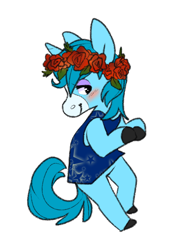 Size: 960x1386 | Tagged: safe, artist:sinclair2013, derpibooru import, oc, oc only, pony, semi-anthro, unicorn, blushing, floral head wreath, flower, julian, simple background, solo, transparent background