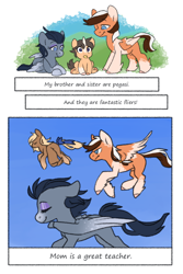 Size: 540x810 | Tagged: safe, artist:sinclair2013, derpibooru import, oc, oc only, oc:partly sunny, pegasus, pony, unicorn, brother, colt, comic, eyes closed, female, foal, male, mare, mother and child, nudity, parent and child, sheath, sister, stallion