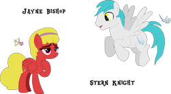 Size: 970x533 | Tagged: safe, artist:selenaede, artist:victorfazbear, derpibooru import, oc, oc only, oc:jayne bishop, oc:stern knight, pegasus, pony, base used, cozy glow's father, cozy glow's mother, cozy glow's parents, cutie mark, duo, duo male and female, female, male, mare, pegasus oc, simple background, stallion, transparent background