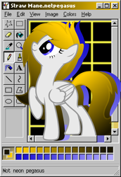 Size: 2751x4000 | Tagged: safe, artist:equestrian_pony, derpibooru import, oc, oc only, oc:straw mane, pegasus, pony, gradient, gradient mane, gradient tail, microsoft, microsoft windows, ms paint, neon, pegasus oc, retrowave, solo, tail, windows 98