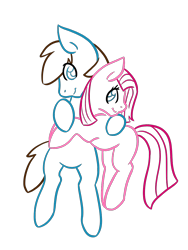 Size: 900x1200 | Tagged: safe, artist:sinclair2013, derpibooru import, pinkie pie, oc, oc:stewart, pony, cuddling, duo, female, male, mare, pinkamena diane pie, simple background, stallion, transparent background