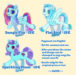 Size: 3576x3531 | Tagged: safe, artist:bluecocoaart, derpibooru import, oc, earth pony, pegasus, pony, adoptable, blue fur