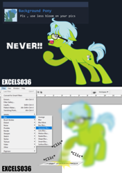 Size: 935x1326 | Tagged: safe, artist:excelso36, oc, oc only, pony, unicorn, blurry, derpibooru, glasses, green coat, horn, male, onomatopoeia, photoshop, raised hoof, raised leg, simple background, solo, text, unicorn oc