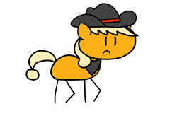 Size: 1824x1200 | Tagged: safe, artist:mystery shore, derpibooru import, idw, applejack, earth pony, pony, in a nutshell, reflections, spoiler:comic, bandana, cowboy hat, female, hat, in a nutshell but mirror version, mare, mirror universe, simple background, solo, stick pony, transparent background