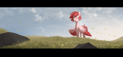 Size: 2320x1080 | Tagged: safe, artist:jukad, derpibooru import, oc, oc only, pegasus, field, grass, solo