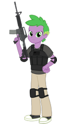 Size: 1652x3604 | Tagged: safe, artist:edy_january, artist:georgegarza01, derpibooru import, spike, human, better together, equestria girls, angry, assault rifle, base used, body armor, chernobyl, clothes, converse, gun, human spike, humanized, link, link in description, long pants, m4, m4a1, military, rifle, shirt, shoes, simple background, soldier, solo, t-shirt, tactical squad, transparent background, trigger discipline, united states, warfighter, weapon
