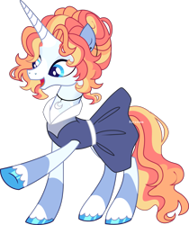 Size: 4081x4848 | Tagged: safe, artist:kurosawakuro, derpibooru import, oc, oc only, pony, unicorn, absurd resolution, base used, clothes, dress, female, mare, offspring, parent:fancypants, parent:sassy saddles, simple background, solo, transparent background