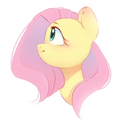 Size: 1019x1059 | Tagged: safe, artist:melodylibris, derpibooru import, fluttershy, pegasus, pony, bust, cute, female, mare, profile, shyabetes, side view, simple background, solo, white background