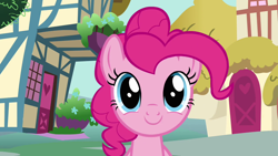 Size: 1280x720 | Tagged: safe, derpibooru import, screencap, pinkie pie, earth pony, pony, a friend in deed, season 2, cute, diapinkes, looking at you, smiling, solo