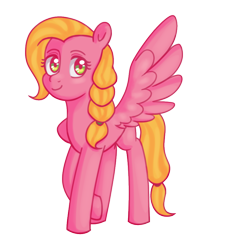 Size: 800x850 | Tagged: safe, artist:shootingstarthepony, derpibooru import, oc, oc only, oc:apple lily, pegasus, pony, female, mare, offspring, parent:big macintosh, parent:fluttershy, parents:fluttermac, pegasus oc, simple background, smiling, solo, spread wings, transparent background, wings