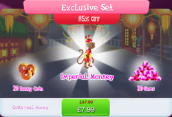 Size: 1267x863 | Tagged: safe, derpibooru import, monkey, bundle, clothes, costs real money, english, gameloft, gem, lunar new year, mobile game, my little pony: magic princess, numbers, official, sale, solo, solo focus, text