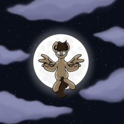 Size: 2000x2000 | Tagged: safe, artist:imlpidimon, derpibooru import, oc, oc only, pegasus, pony, cloud, digital art, moon, sky, solo, stars