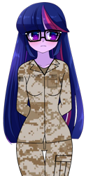 Size: 608x1239 | Tagged: safe, artist:edy_january, artist:zakro, derpibooru import, sci-twi, twilight sparkle, human, better together, equestria girls, base, base used, camouflage, clothes, free to use, glasses, link in description, marine, marines, military, military uniform, sergeant, sgt.twilight, simple background, soldier, solo, transparent background, uniform, usmc