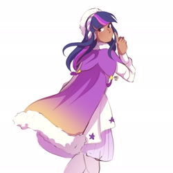 Size: 2048x2048 | Tagged: safe, artist:applesartt, derpibooru import, twilight sparkle, human, cape, clothes, female, humanized, simple background, solo, white background