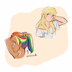 Size: 2048x2048 | Tagged: safe, artist:applesartt, derpibooru import, applejack, rainbow dash, human, duo, female, humanized, simple background, white background