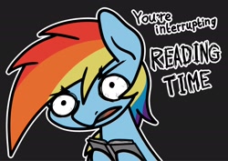 Size: 2048x1448 | Tagged: safe, artist:ewoudcponies, derpibooru import, rainbow dash, pegasus, pony, bloodshot eyes, book, female, gray background, reading, simple background