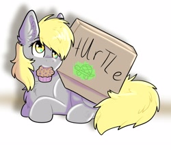 Size: 2500x2200 | Tagged: safe, artist:yourpennypal, derpibooru import, derpy hooves, pegasus, pony, turtle, cardboard box, female, simple background, solo, white background